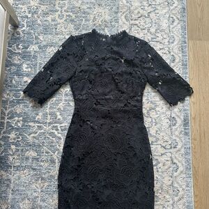 Lulu's Black Floral Lace Long Sleeve Dress